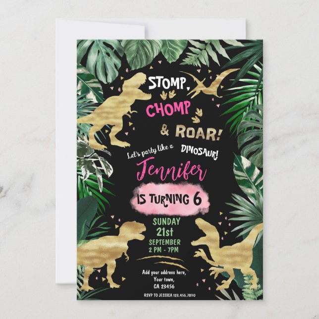 Dinosaur Roar Birthday Party Invitation (Front)