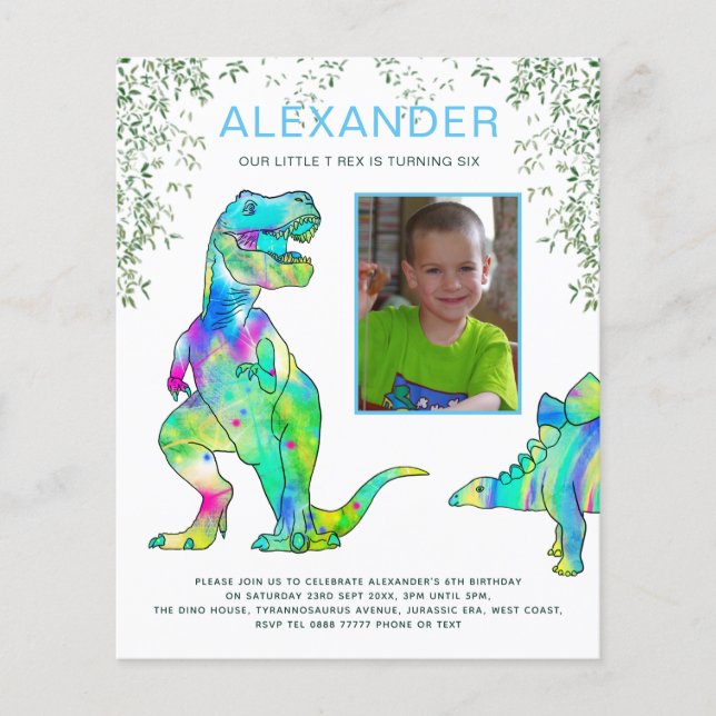 Dinosaur Roar Birthday Party Invitation Flyer (Front)
