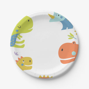 Dinosaur Roar Boys Birthday Blue Paper Plates