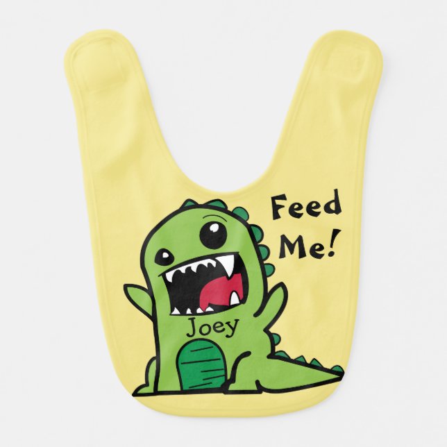 Dinosaur Roar FEED ME Name Bib (Front)