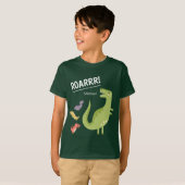 Dinosaur Roar Green Monogrammed Kid Boy T-Shirt | Zazzle