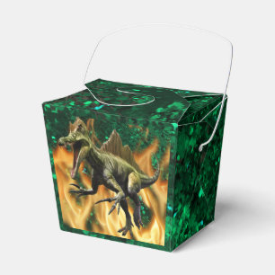 Dinosaur roar illustration fire leaves birthday favor boxes