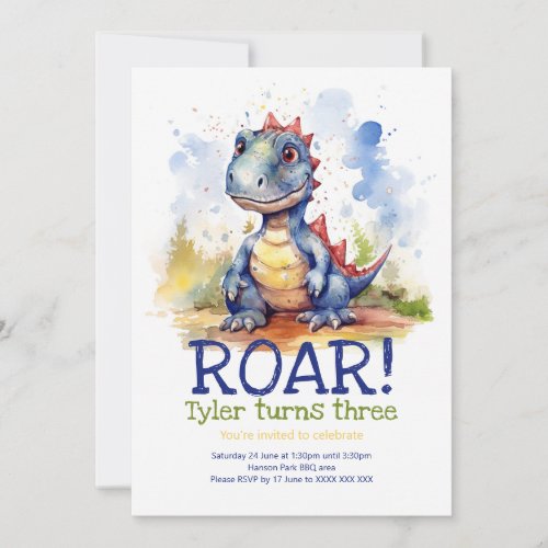 Dinosaur Roar Kids Birthday Invitation
