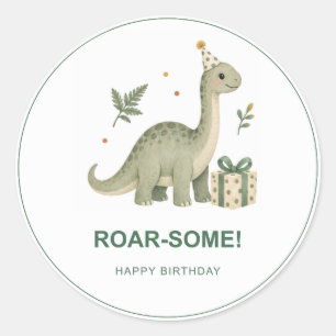 Dinosaur ROAR-some Birthday Classic Round Sticker