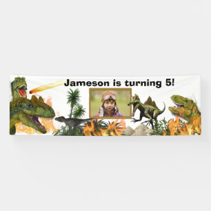 Dinosaur roar T-rex flames meteor photo boys Banner