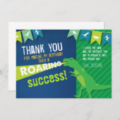 Dinosaur Roaring Boy Birthday Thank You Card (Front/Back)