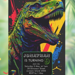 dinosaur Roaring Good Time Ahead Invitation