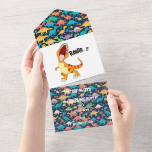 dinosaur roarsome party all in one invitation