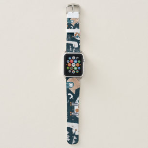 Dinosaur robots, playful, seamless children's patt apple watch band