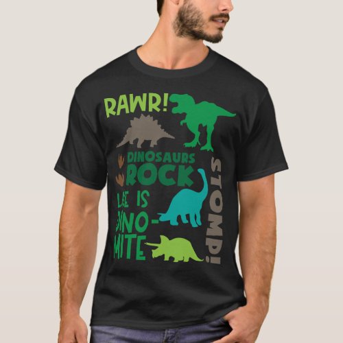 Dinosaur Rock Stomp Life Is Dino Mite Rawr T_Shirt