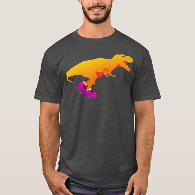 Dinosaur Roller-Skates Inline-Skates Funny T-Rex T-Shirt (Front)