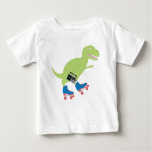 Dinosaur Roller Skating Holding Radio Baby T-Shirt