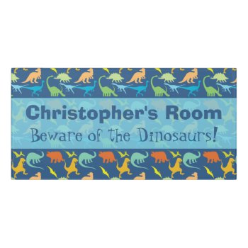 Dinosaur Room Personalized Door Sign by ironydesigns at Zazzle