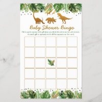 Dinosaur Safari Baby Shower Bingo Game