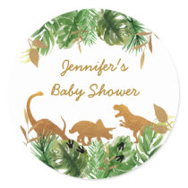 Dinosaur Safari Baby Shower Classic Round Sticker