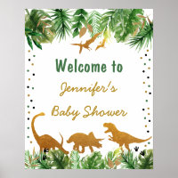 Dinosaur Safari Baby Shower Welcome Poster