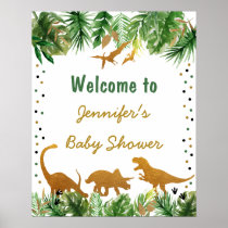 Dinosaur Safari Baby Shower Welcome Poster