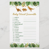 Dinosaur Safari Baby Shower Word Scramble Game