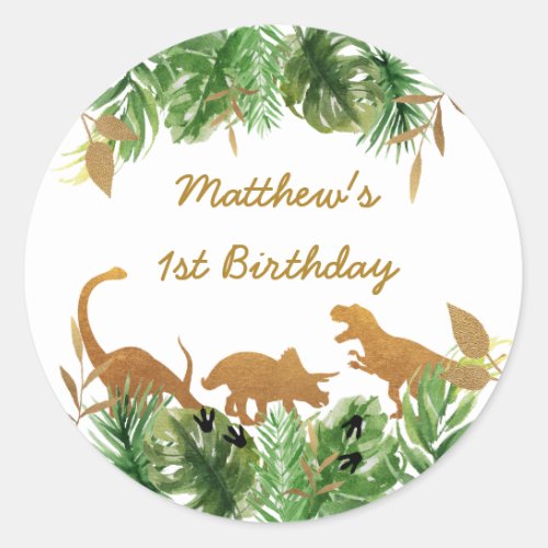 Dinosaur Safari Birthday Classic Round Sticker
