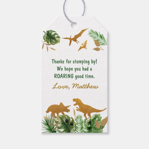 Dinosaur Safari Birthday Gift Tags