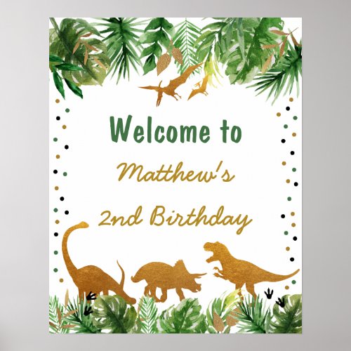 Dinosaur Safari Birthday Welcome Poster