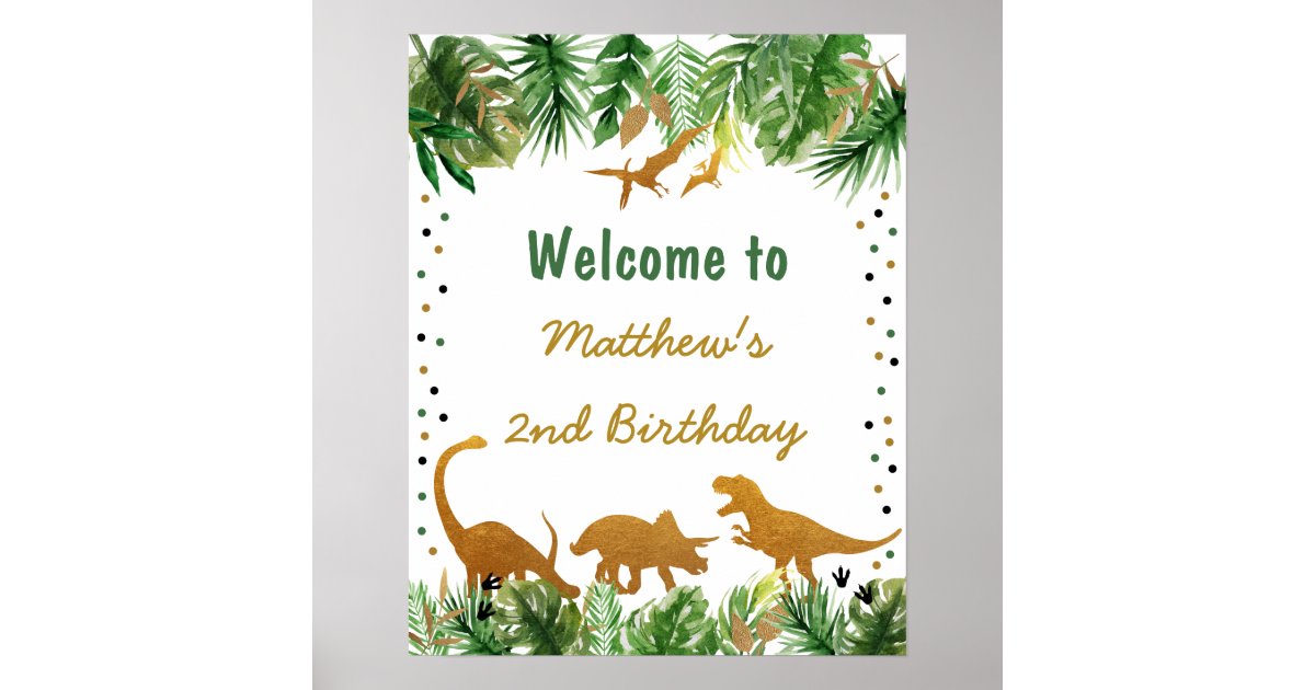 Dinosaur Safari Birthday Welcome Poster | Zazzle