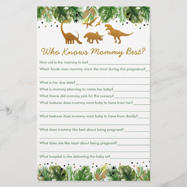 Dinosaur Safari Who Knows Mommy Best Game (Front)