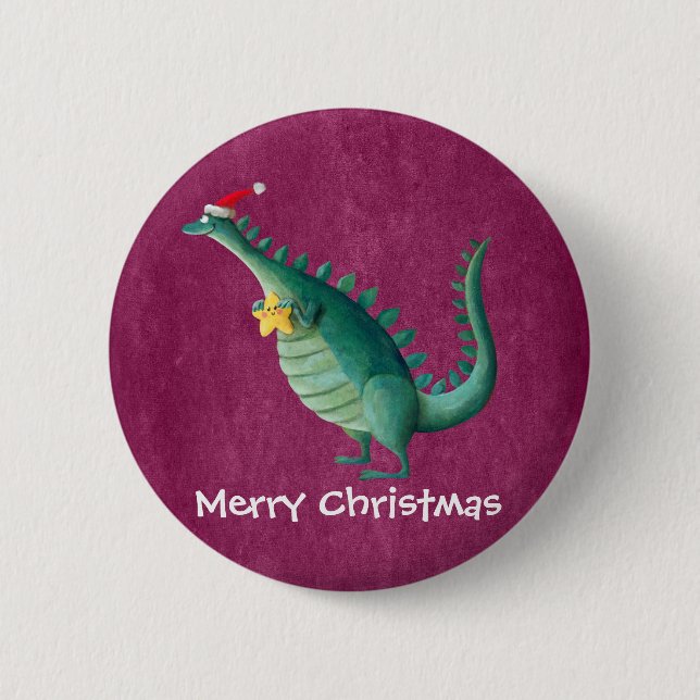 Dinosaur - Santa Claus Helper Pinback Button (Front)