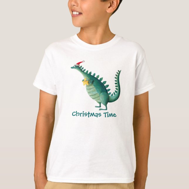 Dinosaur - Santa Claus Helper T-Shirt (Front)