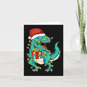 Dinosaur Santa  for Boys Girls Christmas Tree Ligh Card
