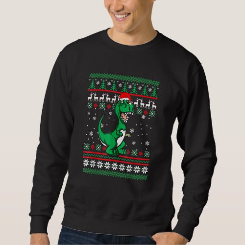 Dinosaur Santa Hat  UGLY Christmas Pajama Holiday  Sweatshirt