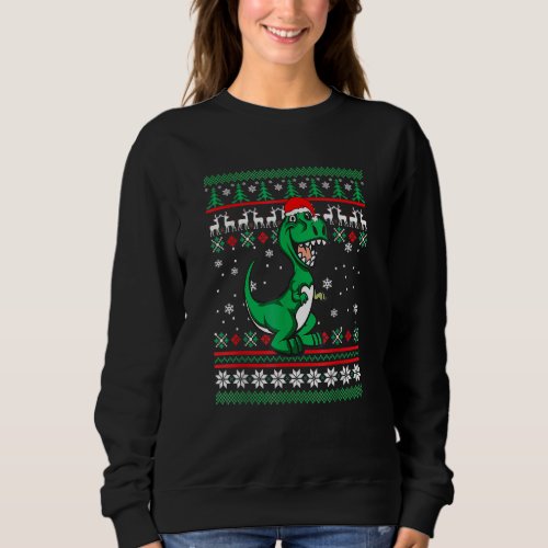 Dinosaur Santa Hat  UGLY Christmas Pajama Holiday  Sweatshirt