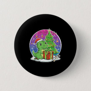 Dinosaur Santa Hat Xmas Dinosaur Lover Adults Boy Button