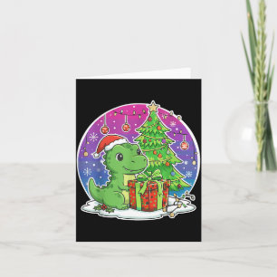 Dinosaur Santa Hat Xmas Dinosaur Lover Adults Boy Card