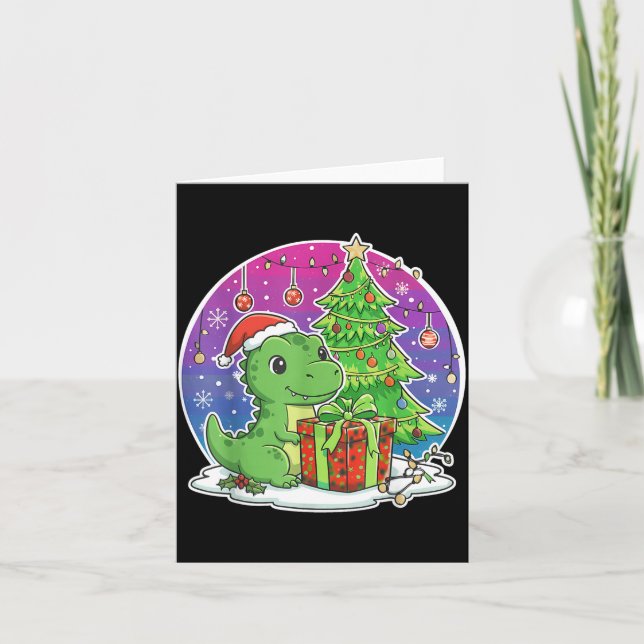 Dinosaur Santa Hat Xmas Dinosaur Lover Adults Boy  Card (Front)