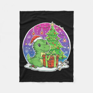 Dinosaur Santa Hat Xmas Dinosaur Lover Adults Boy Fleece Blanket