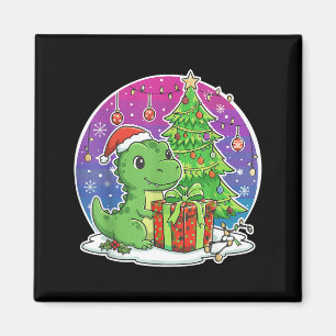 Dinosaur Santa Hat Xmas Dinosaur Lover Adults Boy Magnet