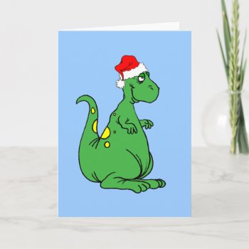 Dinosaur Santa Holiday Card by holidaysboutique at Zazzle