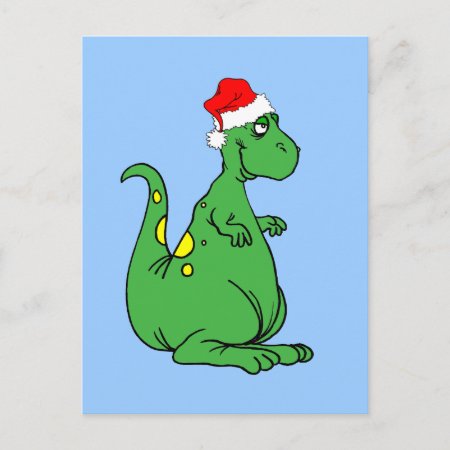 Dinosaur Santa Holiday Postcard