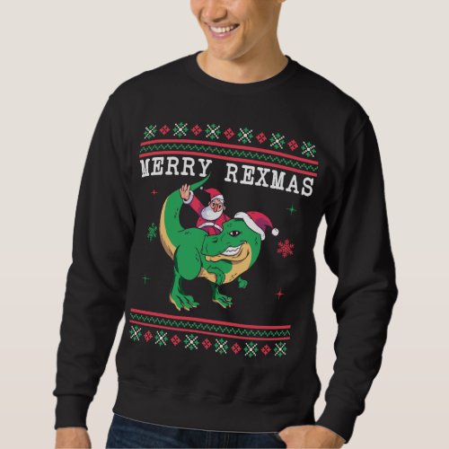 Dinosaur Santa T_Rex Ugly Christmas Sweater