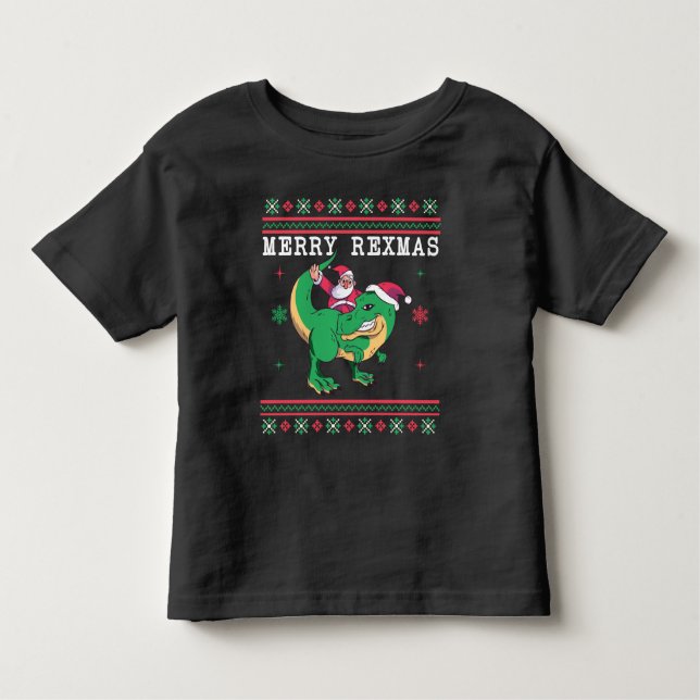 Dinosaur Santa T-Rex Ugly Christmas Sweater (Front)