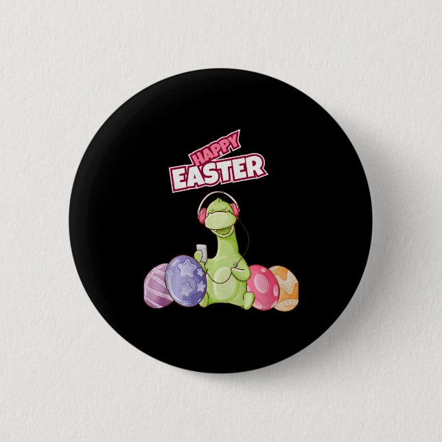 Dinosaur Say Happy Easter Premium Tri-blend  Button (Front)