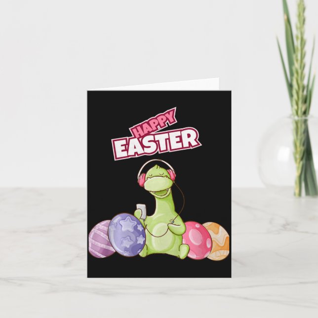 Dinosaur Say Happy Easter Premium Tri-blend  Card (Front)