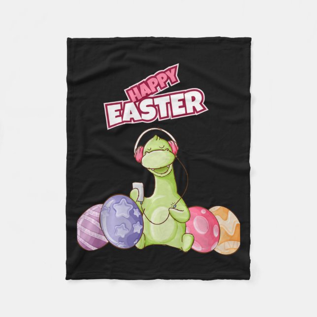 Dinosaur Say Happy Easter Premium Tri-blend  Fleece Blanket (Front)