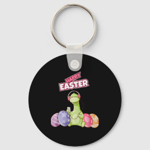 Dinosaur Say Happy Easter Premium Tri-blend Keychain