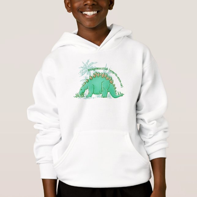Dinosaur say Stegosaurus green boys hoodie (Front)