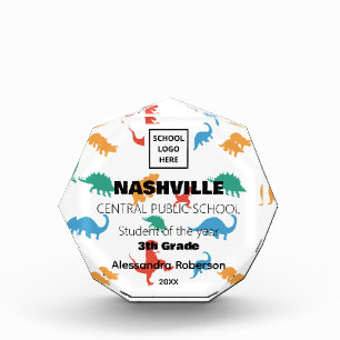 Dinosaur School Best Student Change logo&Name Acrylic Award
