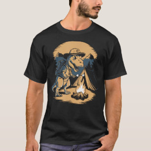 Dinosaur Scouting Camping For Kids Boys Girls T-Shirt