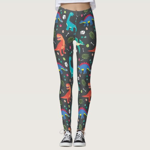 Dinosaur Seamless Pattern Dinosaur Seamless Patte Leggings