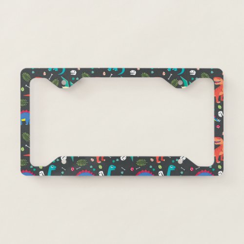 Dinosaur Seamless Pattern Dinosaur Seamless Patte License Plate Frame